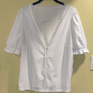 Romantic White Eyelet Women's Top Size 1X